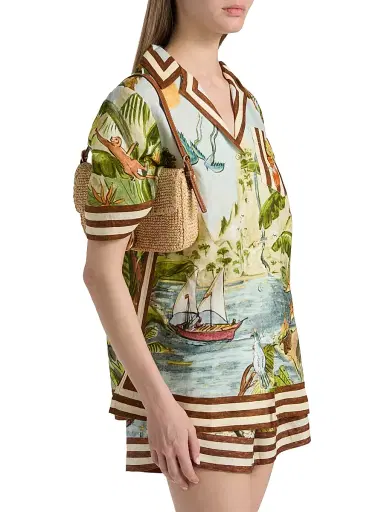 ALÉMAIS Women's Toucan Tango Linen Short-Sleeve Shirt | Thumbnail 4 ALÉMAIS Women's Toucan Tango Linen Short-Sleeve Shirt | Thumbnail 4