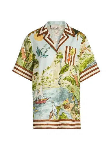 ALÉMAIS Women's Toucan Tango Linen Short-Sleeve Shirt | Thumbnail 1 ALÉMAIS Women's Toucan Tango Linen Short-Sleeve Shirt | Thumbnail 1