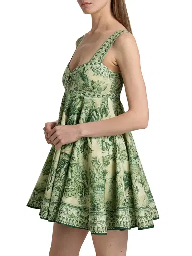 ALÉMAIS Women's Sara Tropical Print Twist-Front Mini-Sundress - Green | Thumbnail 4 ALÉMAIS Women's Sara Tropical Print Twist-Front Mini-Sundress - Green | Thumbnail 4