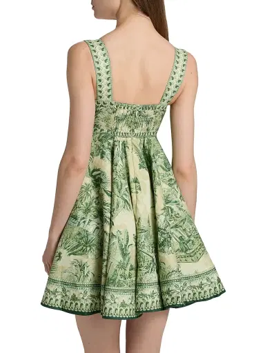 ALÉMAIS Women's Sara Tropical Print Twist-Front Mini-Sundress - Green | Thumbnail 5 ALÉMAIS Women's Sara Tropical Print Twist-Front Mini-Sundress - Green | Thumbnail 5