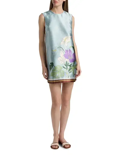 ALÉMAIS Women's Alfie Floral Satin Minidress - Ice Blue - Size 10 | Thumbnail 2 ALÉMAIS Women's Alfie Floral Satin Minidress - Ice Blue - Size 10 | Thumbnail 2
