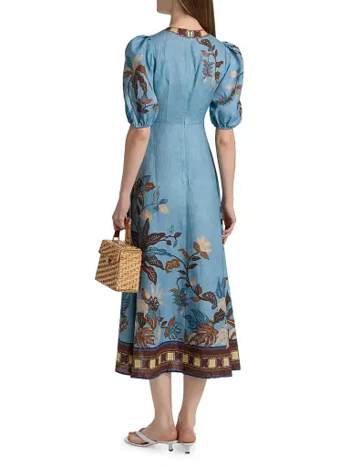 ALÉMAIS Women's Georgie Empire-Waist Linen Midi-Dress | Thumbnail 5 ALÉMAIS Women's Georgie Empire-Waist Linen Midi-Dress | Thumbnail 5