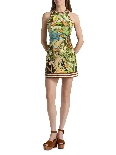ALÉMAIS Women's Toucan Tango Tropical Print Halterneck Minidress | Thumbnail 2 ALÉMAIS Women's Toucan Tango Tropical Print Halterneck Minidress | Thumbnail 2