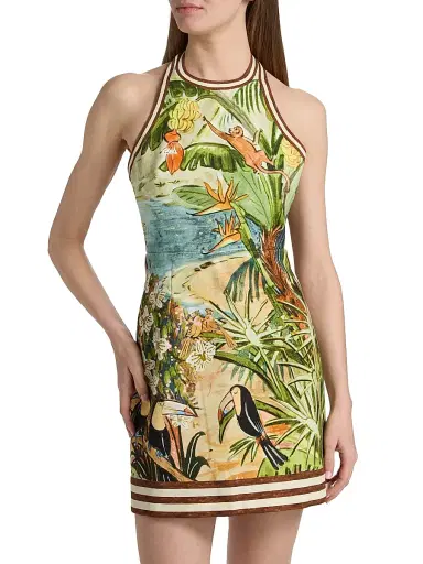 ALÉMAIS Women's Toucan Tango Tropical Print Halterneck Minidress | Thumbnail 3 ALÉMAIS Women's Toucan Tango Tropical Print Halterneck Minidress | Thumbnail 3