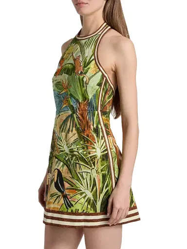ALÉMAIS Women's Toucan Tango Tropical Print Halterneck Minidress | Thumbnail 4 ALÉMAIS Women's Toucan Tango Tropical Print Halterneck Minidress | Thumbnail 4