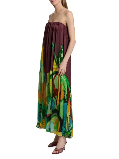 ALÉMAIS Women's Mokshini Tropical Print Silk Strapless Midi-Dress | Thumbnail 4 ALÉMAIS Women's Mokshini Tropical Print Silk Strapless Midi-Dress | Thumbnail 4