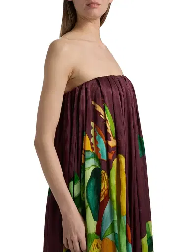 ALÉMAIS Women's Mokshini Tropical Print Silk Strapless Midi-Dress | Thumbnail 6 ALÉMAIS Women's Mokshini Tropical Print Silk Strapless Midi-Dress | Thumbnail 6