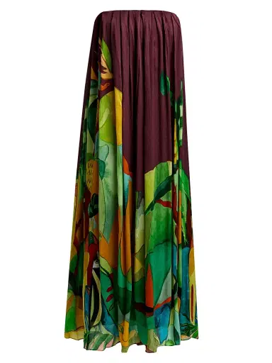 ALÉMAIS Women's Mokshini Tropical Print Silk Strapless Midi-Dress | Thumbnail 1 ALÉMAIS Women's Mokshini Tropical Print Silk Strapless Midi-Dress | Thumbnail 1