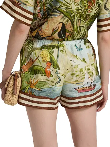 ALÉMAIS Women's Toucan Tango Tropical Print Linen Shorts | Thumbnail 5 ALÉMAIS Women's Toucan Tango Tropical Print Linen Shorts | Thumbnail 5