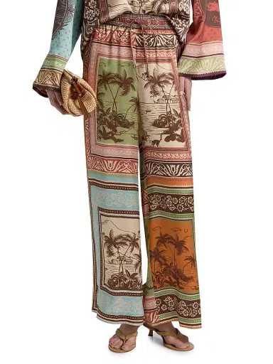 ALÉMAIS Women's Alberta Printed Silk Wide-Leg Pants | Thumbnail 3 ALÉMAIS Women's Alberta Printed Silk Wide-Leg Pants | Thumbnail 3