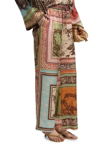 ALÉMAIS Women's Alberta Printed Silk Wide-Leg Pants | Thumbnail 4 ALÉMAIS Women's Alberta Printed Silk Wide-Leg Pants | Thumbnail 4