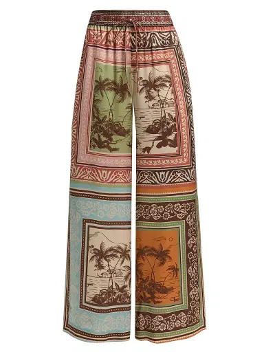 ALÉMAIS Women's Alberta Printed Silk Wide-Leg Pants | Thumbnail 1 ALÉMAIS Women's Alberta Printed Silk Wide-Leg Pants | Thumbnail 1