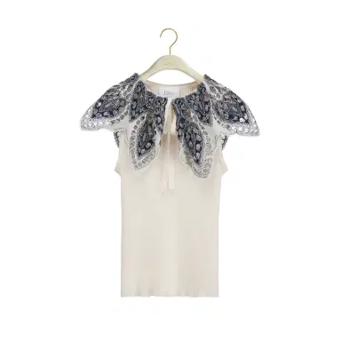 Dior Sleeveless Sweater with Ruffle Collar | Thumbnail 1 Dior Sleeveless Sweater with Ruffle Collar | Thumbnail 1