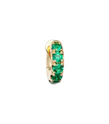 Spinelli Kilcollin Mini Macro Hoop 18kt gold and emerald single earring | Thumbnail 1 Spinelli Kilcollin Mini Macro Hoop 18kt gold and emerald single earring | Thumbnail 1