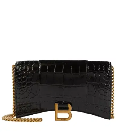 Balenciaga Hourglass croc-effect leather wallet on chain | Thumbnail 1 Balenciaga Hourglass croc-effect leather wallet on chain | Thumbnail 1
