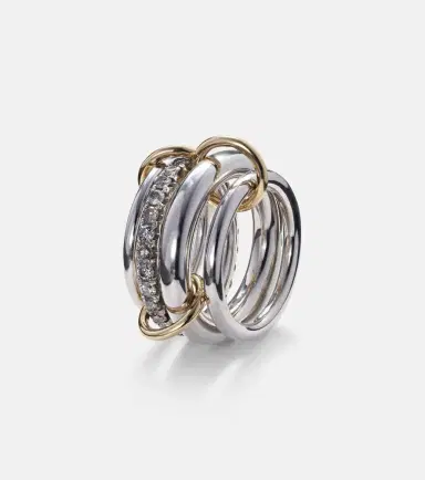 Spinelli Kilcollin Janssen SG Gris sterling silver ring with diamonds and yellow and rose gold connectors | Thumbnail 3 Spinelli Kilcollin Janssen SG Gris sterling silver ring with diamonds and yellow and rose gold connectors | Thumbnail 3