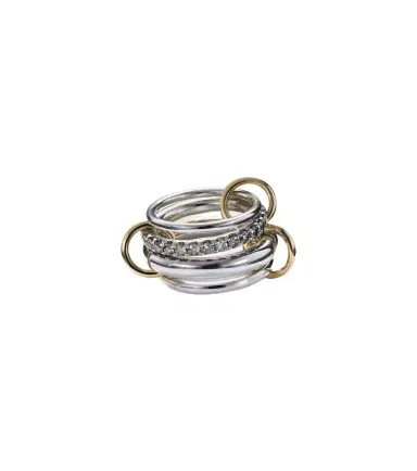 Spinelli Kilcollin Janssen SG Gris sterling silver ring with diamonds and yellow and rose gold connectors | Thumbnail 1 Spinelli Kilcollin Janssen SG Gris sterling silver ring with diamonds and yellow and rose gold connectors | Thumbnail 1