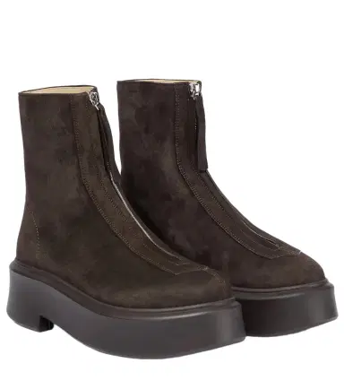 The Row Zipped Boot 1 suede ankle boots | Thumbnail 1 The Row Zipped Boot 1 suede ankle boots | Thumbnail 1