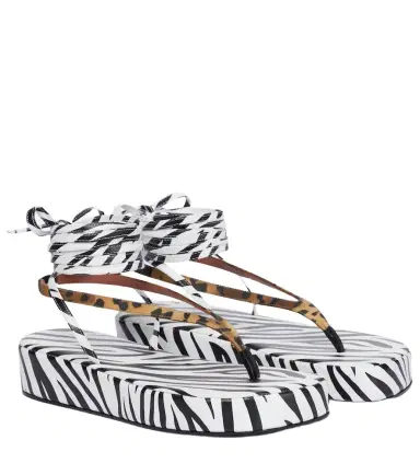 Amina Muaddi Jamie printed satin sandals | Thumbnail 1 Amina Muaddi Jamie printed satin sandals | Thumbnail 1