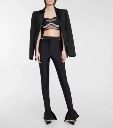 Mugler Cutout scuba mid-rise flared pants | Thumbnail 3 Mugler Cutout scuba mid-rise flared pants | Thumbnail 3
