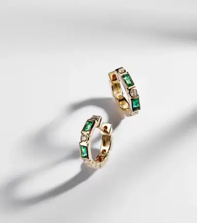 Sydney Evan Huggie 14kt yellow gold embellished earrings | Thumbnail 5 Sydney Evan Huggie 14kt yellow gold embellished earrings | Thumbnail 5