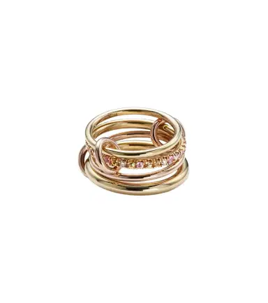 Spinelli Kilcollin Nimbus 18kt gold and rose gold linked rings with sapphires and diamonds | Thumbnail 1 Spinelli Kilcollin Nimbus 18kt gold and rose gold linked rings with sapphires and diamonds | Thumbnail 1
