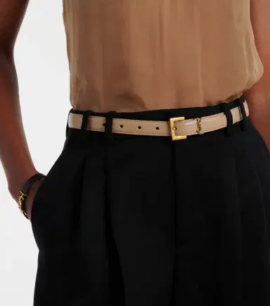 Saint Laurent Cassandre slim leather belt | Thumbnail 2 Saint Laurent Cassandre slim leather belt | Thumbnail 2