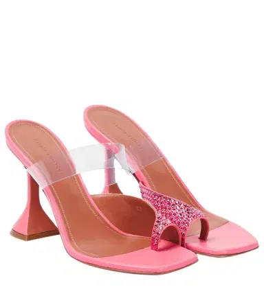 Amina Muaddi Paloma embellished leather and PVC mules | Thumbnail 1 Amina Muaddi Paloma embellished leather and PVC mules | Thumbnail 1