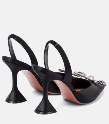 Amina Muaddi Rosie satin slingback pumps | Thumbnail 3 Amina Muaddi Rosie satin slingback pumps | Thumbnail 3