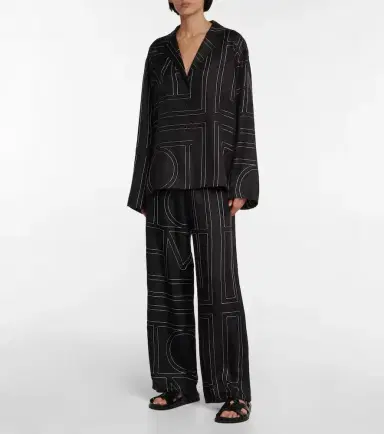Toteme Logo wide-leg silk pants | Thumbnail 3 Toteme Logo wide-leg silk pants | Thumbnail 3