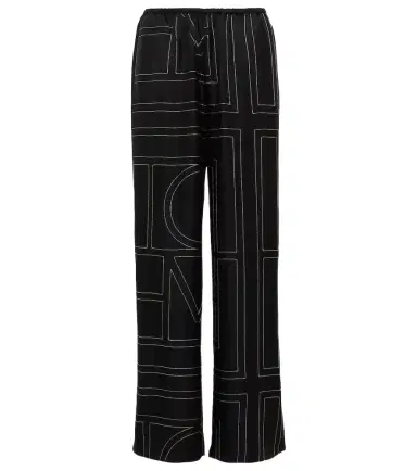 Toteme Logo wide-leg silk pants | Thumbnail 1 Toteme Logo wide-leg silk pants | Thumbnail 1