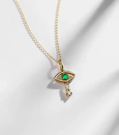Ileana Makri 18kt gold necklace with emerald and diamonds | Thumbnail 6 Ileana Makri 18kt gold necklace with emerald and diamonds | Thumbnail 6