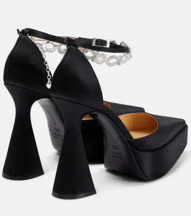 Mach & Mach Bow Chain embellished satin platform pumps | Thumbnail 2 Mach & Mach Bow Chain embellished satin platform pumps | Thumbnail 2