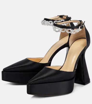Mach & Mach Bow Chain embellished satin platform pumps | Thumbnail 3 Mach & Mach Bow Chain embellished satin platform pumps | Thumbnail 3