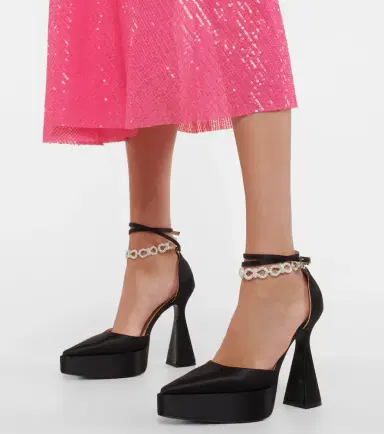 Mach & Mach Bow Chain embellished satin platform pumps | Thumbnail 6 Mach & Mach Bow Chain embellished satin platform pumps | Thumbnail 6