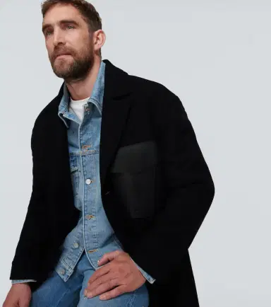 Valentino Leather-trimmed wool overcoat | Thumbnail 3 Valentino Leather-trimmed wool overcoat | Thumbnail 3