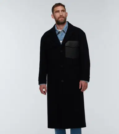 Valentino Leather-trimmed wool overcoat | Thumbnail 6 Valentino Leather-trimmed wool overcoat | Thumbnail 6