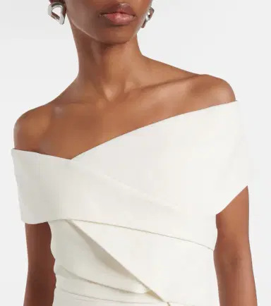 Safiyaa Bridal Eimear off-shoulder crêpe top | Thumbnail 2 Safiyaa Bridal Eimear off-shoulder crêpe top | Thumbnail 2