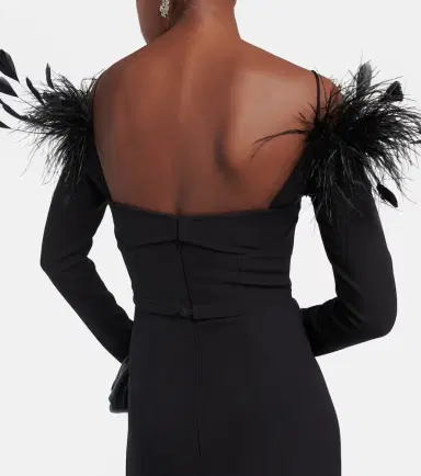 Safiyaa Feather-trimmed midi dress | Thumbnail 2 Safiyaa Feather-trimmed midi dress | Thumbnail 2