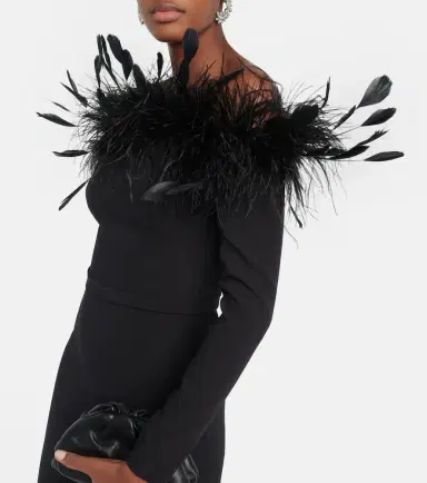 Safiyaa Feather-trimmed midi dress | Thumbnail 3 Safiyaa Feather-trimmed midi dress | Thumbnail 3