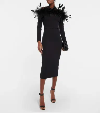Safiyaa Feather-trimmed midi dress | Thumbnail 4 Safiyaa Feather-trimmed midi dress | Thumbnail 4