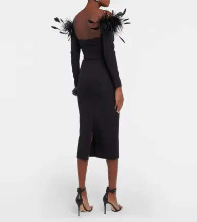 Safiyaa Feather-trimmed midi dress | Thumbnail 5 Safiyaa Feather-trimmed midi dress | Thumbnail 5