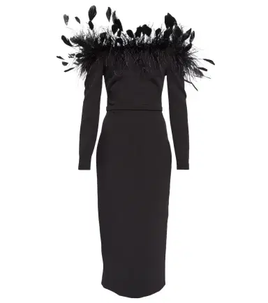 Safiyaa Feather-trimmed midi dress | Thumbnail 1 Safiyaa Feather-trimmed midi dress | Thumbnail 1