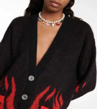 Alessandra Rich Embellished mohair-blend jacquard cardigan | Thumbnail 2 Alessandra Rich Embellished mohair-blend jacquard cardigan | Thumbnail 2