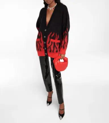 Alessandra Rich Embellished mohair-blend jacquard cardigan | Thumbnail 3 Alessandra Rich Embellished mohair-blend jacquard cardigan | Thumbnail 3