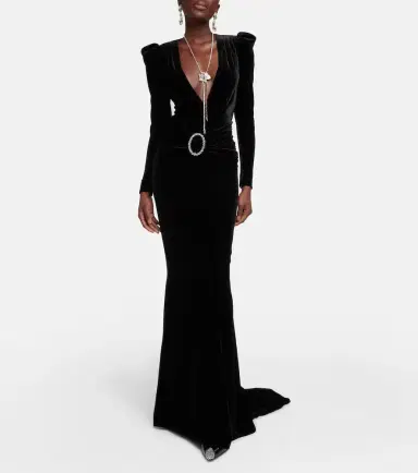 Alessandra Rich Embellished velvet gown | Thumbnail 2 Alessandra Rich Embellished velvet gown | Thumbnail 2