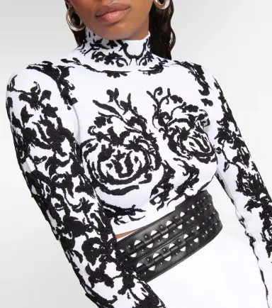 Alaïa Alaïa Calligraphy jacquard crop top | Thumbnail 4 Alaïa Alaïa Calligraphy jacquard crop top | Thumbnail 4