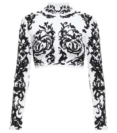 Alaïa Alaïa Calligraphy jacquard crop top | Thumbnail 1 Alaïa Alaïa Calligraphy jacquard crop top | Thumbnail 1