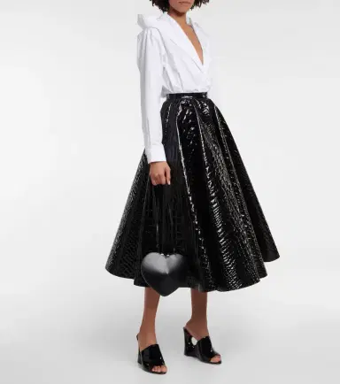 Alaia Alaïa Croc-effect midi skirt | Thumbnail 3 Alaia Alaïa Croc-effect midi skirt | Thumbnail 3