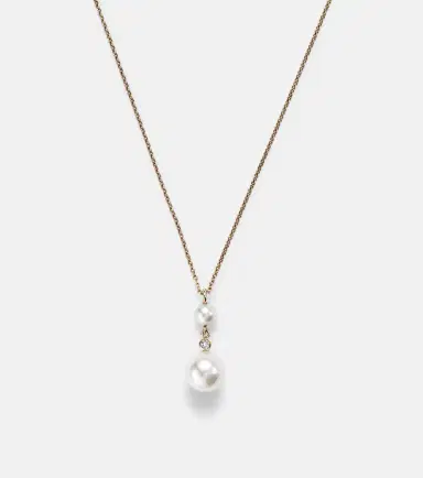Sophie Bille Brahe Rêve Simple 14kt gold necklace with diamonds and pearls | Thumbnail 2 Sophie Bille Brahe Rêve Simple 14kt gold necklace with diamonds and pearls | Thumbnail 2